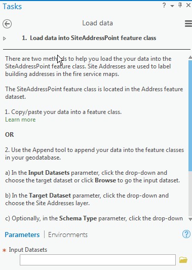 Instructions from task pane